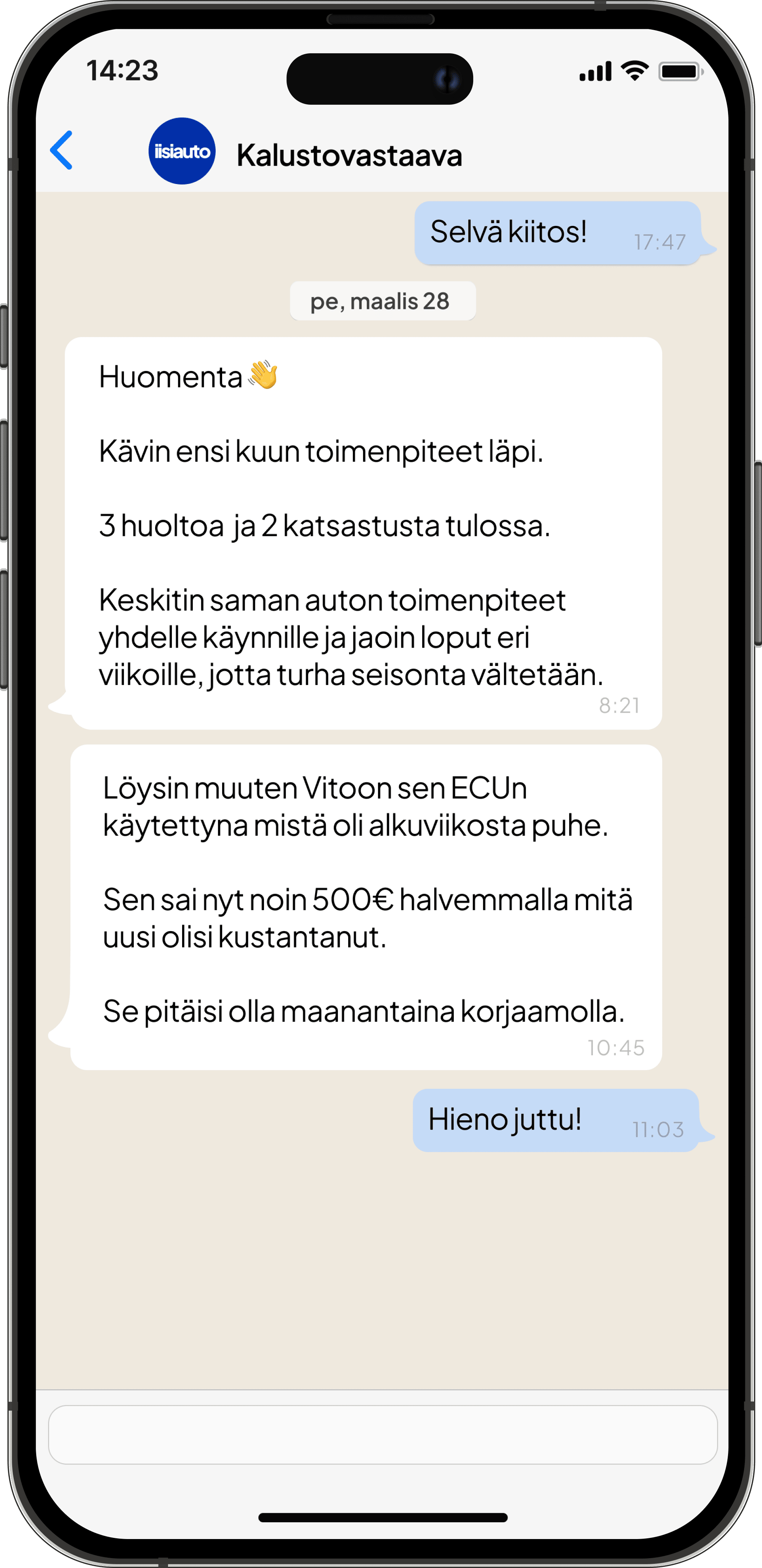 Kuvituskuva, jossa näkyy kalustovastaavan auttamassa yritystä puhelimessa